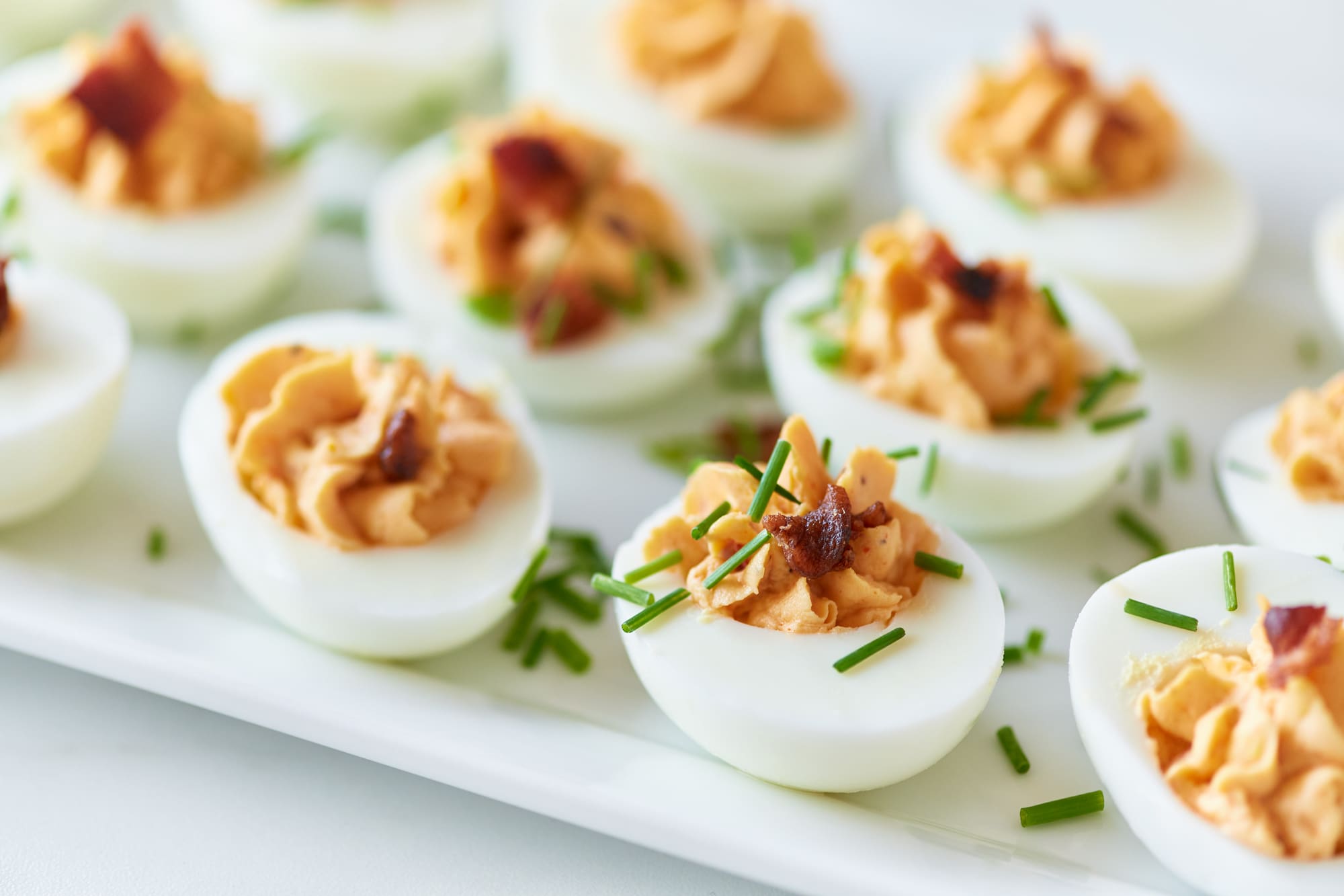 Spicy Cheddar & Bacon Deviled Eggs