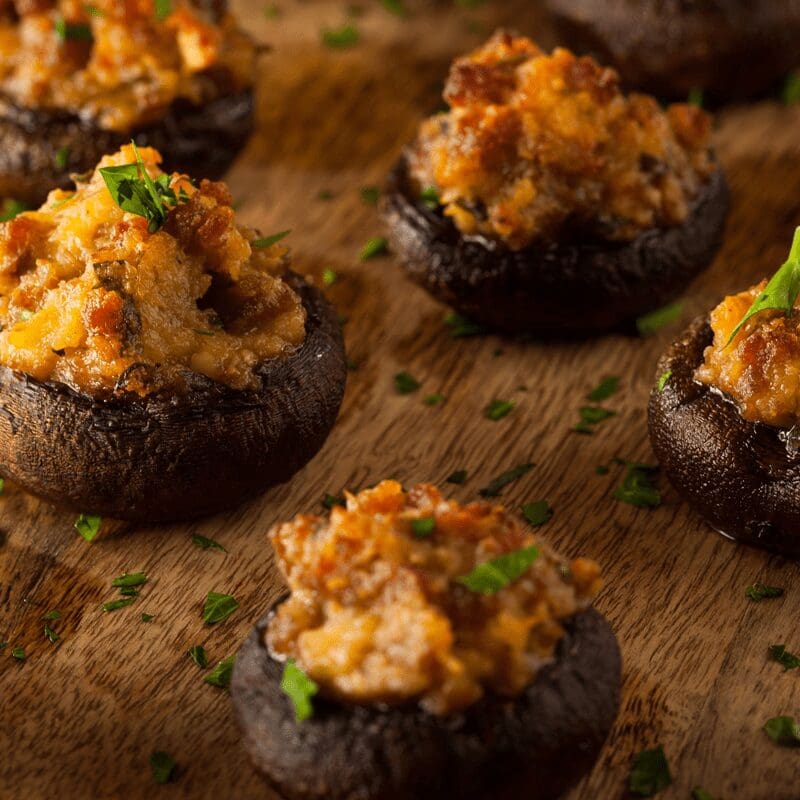 Artichoke & Sausage Stuffed Mushrooms